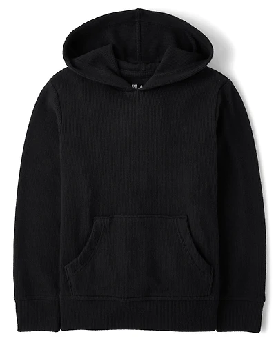 Kids Plush Winter Waffle Thermal Hoodie