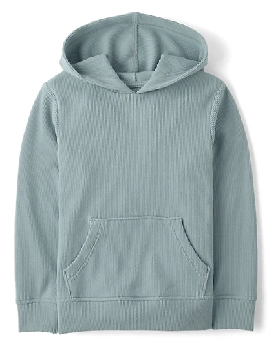 Kids Plush Winter Waffle Thermal Hoodie