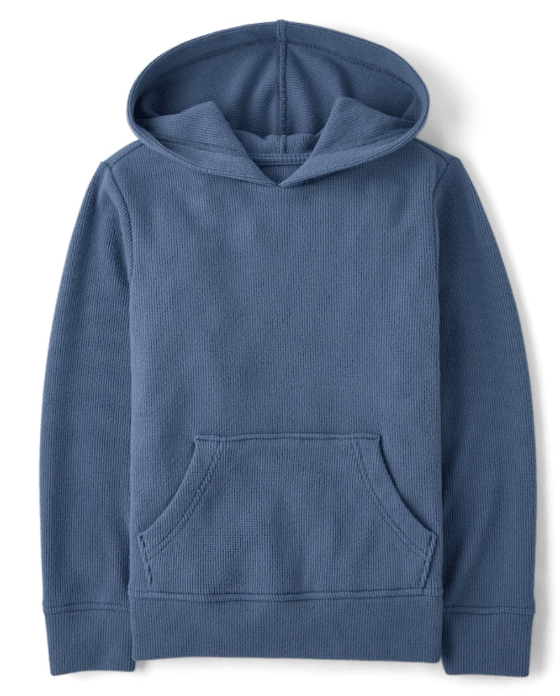 Kids Plush Winter Waffle Thermal Hoodie