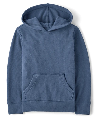 Kids Plush Winter Waffle Thermal Hoodie