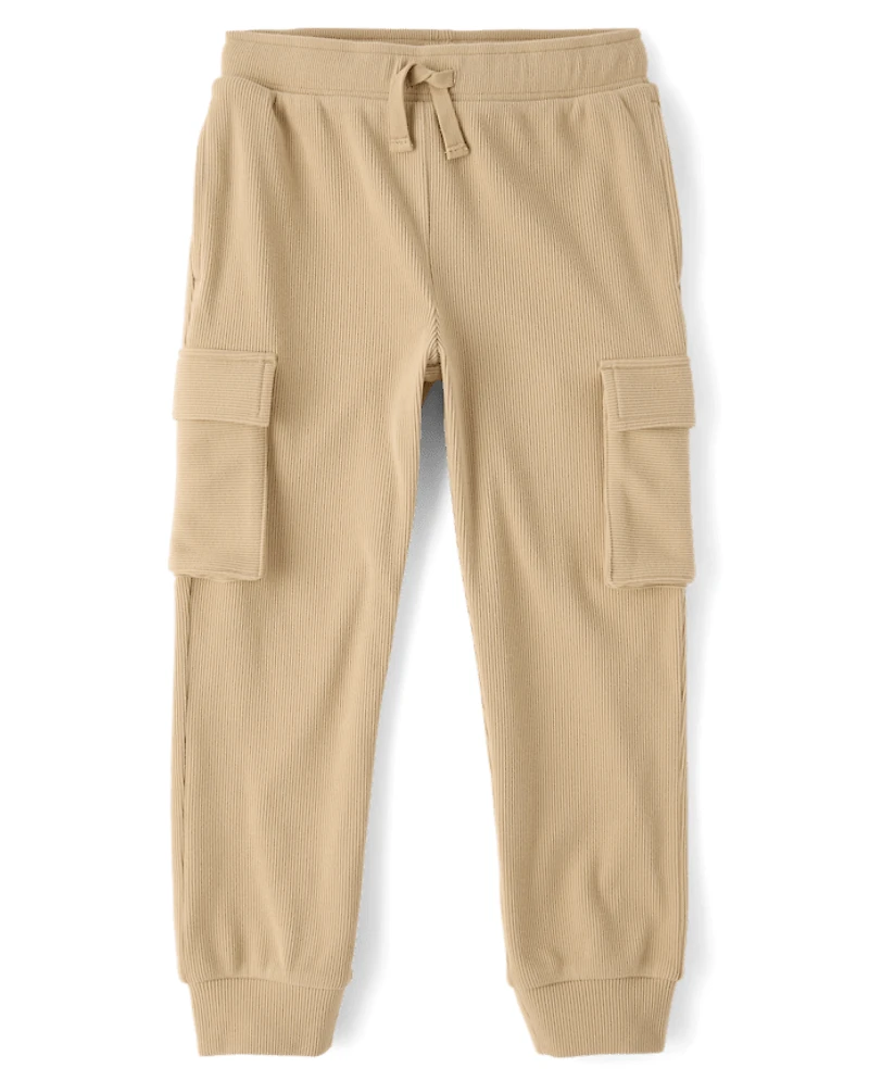 Kids Sueded Rib Cargo Jogger Pants