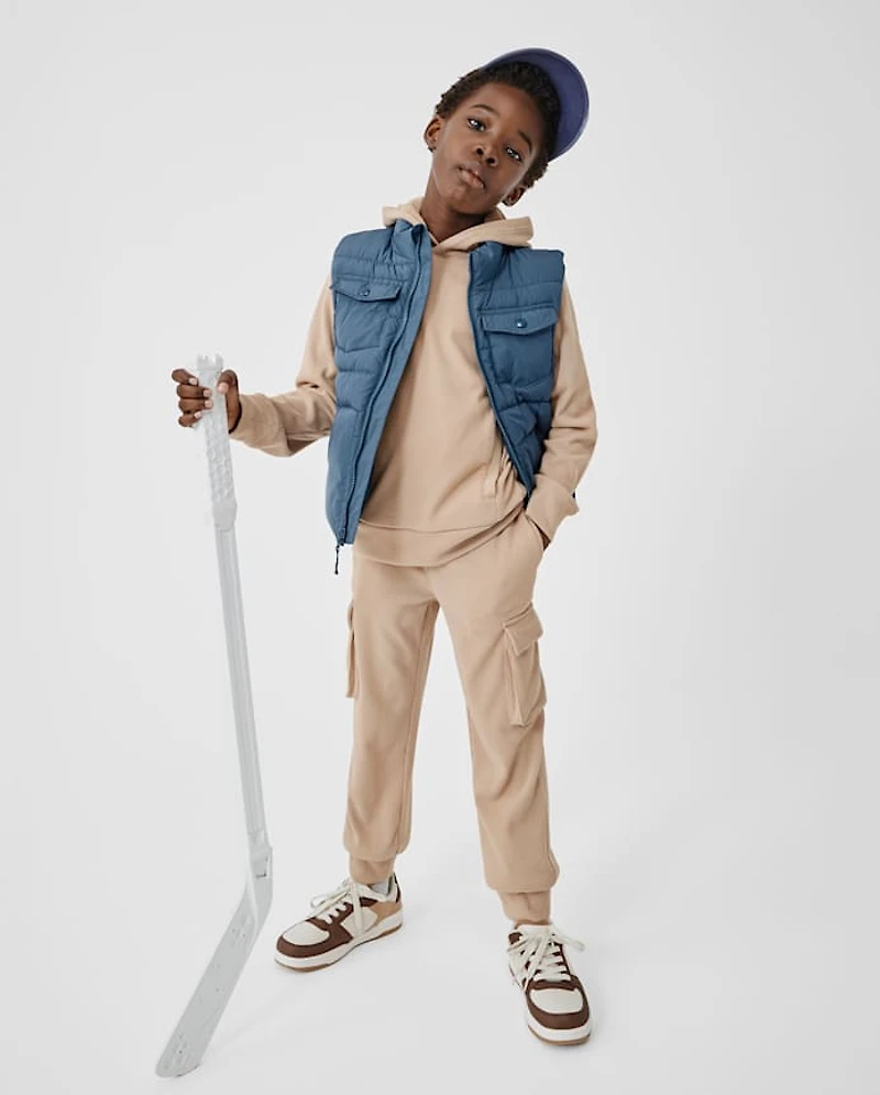 Kids Sueded Rib Cargo Jogger Pants