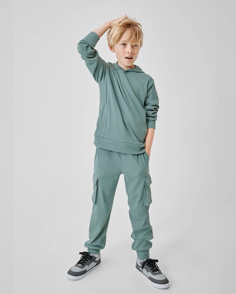 Kids Sueded Rib Cargo Jogger Pants