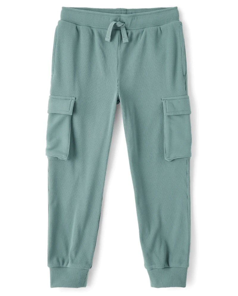 Kids Sueded Rib Cargo Jogger Pants