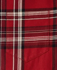 Boys Plaid Poplin Button Up Shirt