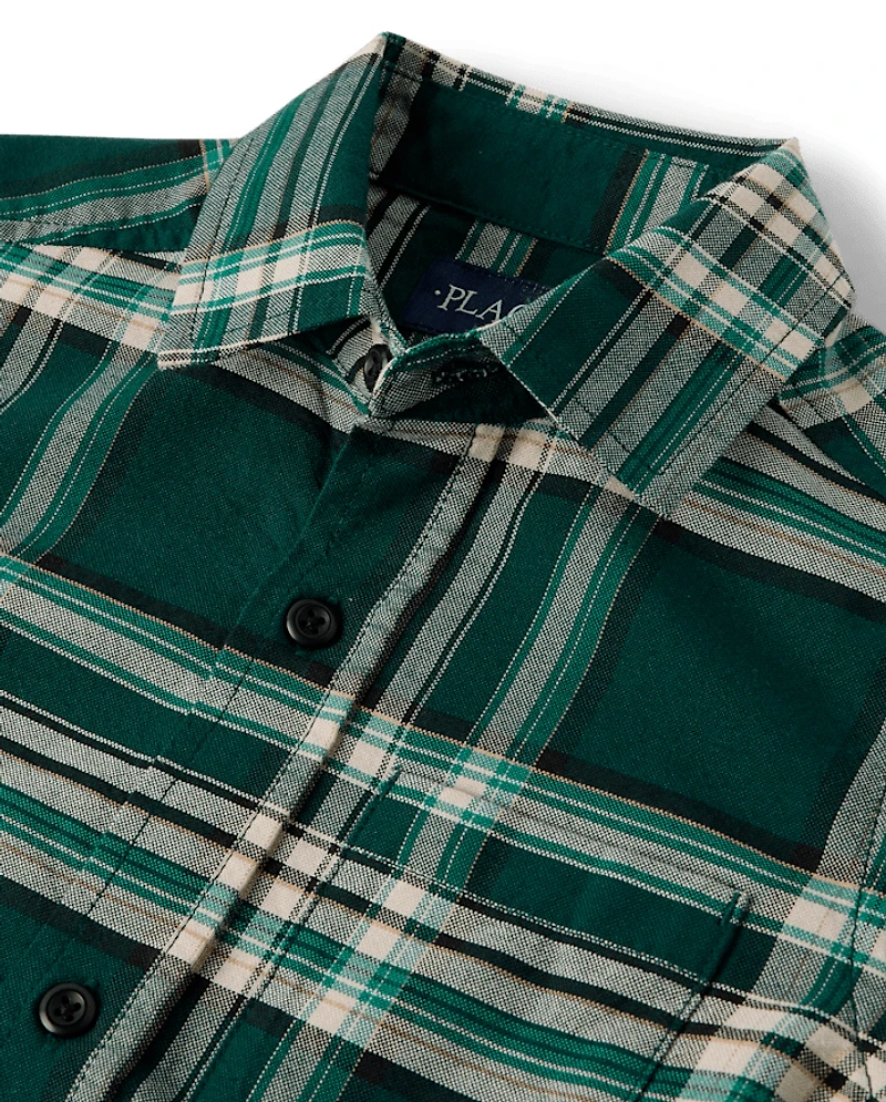 Chemise Oxford boutonnée à carreaux assortie pour garçon