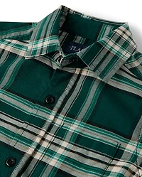 Chemise Oxford boutonnée à carreaux assortie pour garçon