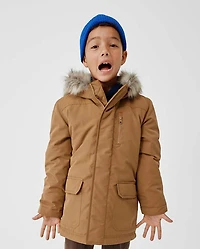 Parka utilitaire mi-lourde doublée en microfibre polaire pour enfants