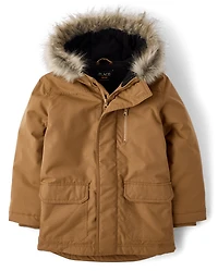 Boys Midweight Microfleece Lined Utility Parka Jacket