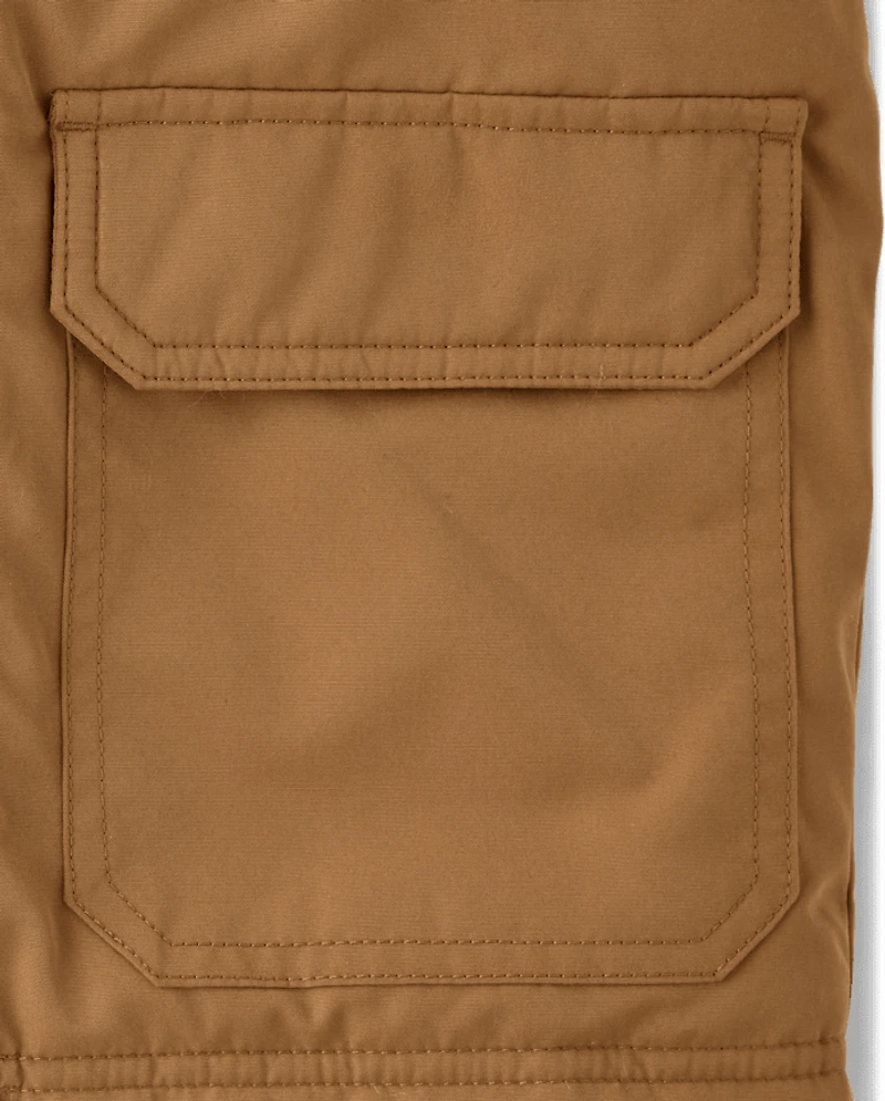 Parka utilitaire mi-lourde doublée en microfibre polaire pour enfants