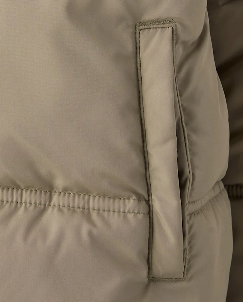 Boys Quilted Heavyweight Faux Fur Lined Puffer Jacket