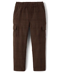 Boys Plaid Luxe Cozy Knit Baggy Cargo Pants