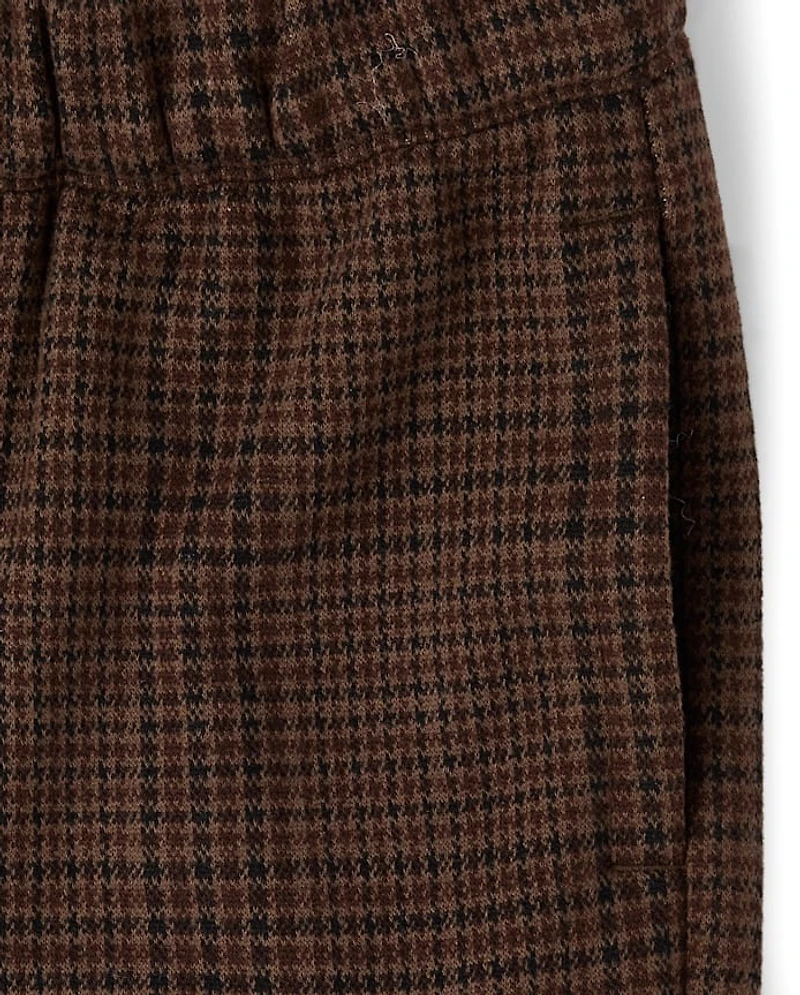 Boys Plaid Luxe Cozy Knit Baggy Cargo Pants