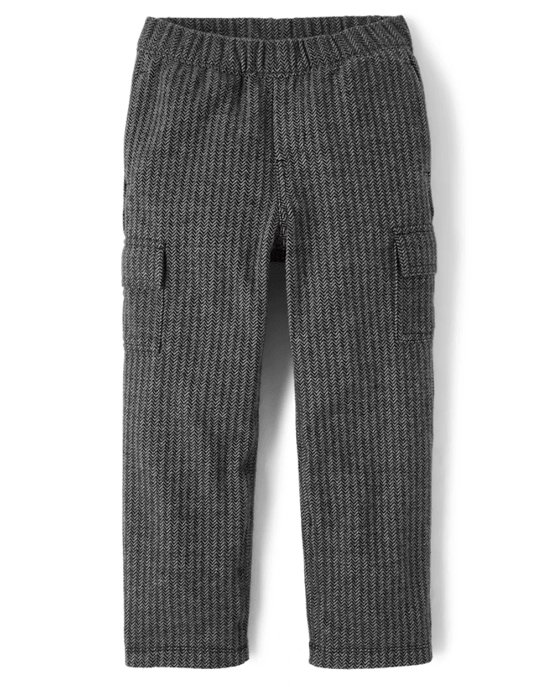 Pantalon cargo ample en tricot confortable et luxueux à chevrons pour garçon
