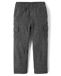 Pantalon cargo ample en tricot confortable et luxueux à chevrons pour garçon