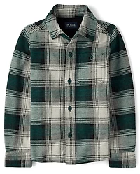 Boys Plaid Luxe Cozy Knit Button Up Shirt
