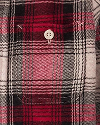 Boys Plaid Luxe Cozy Knit Button Up Shirt