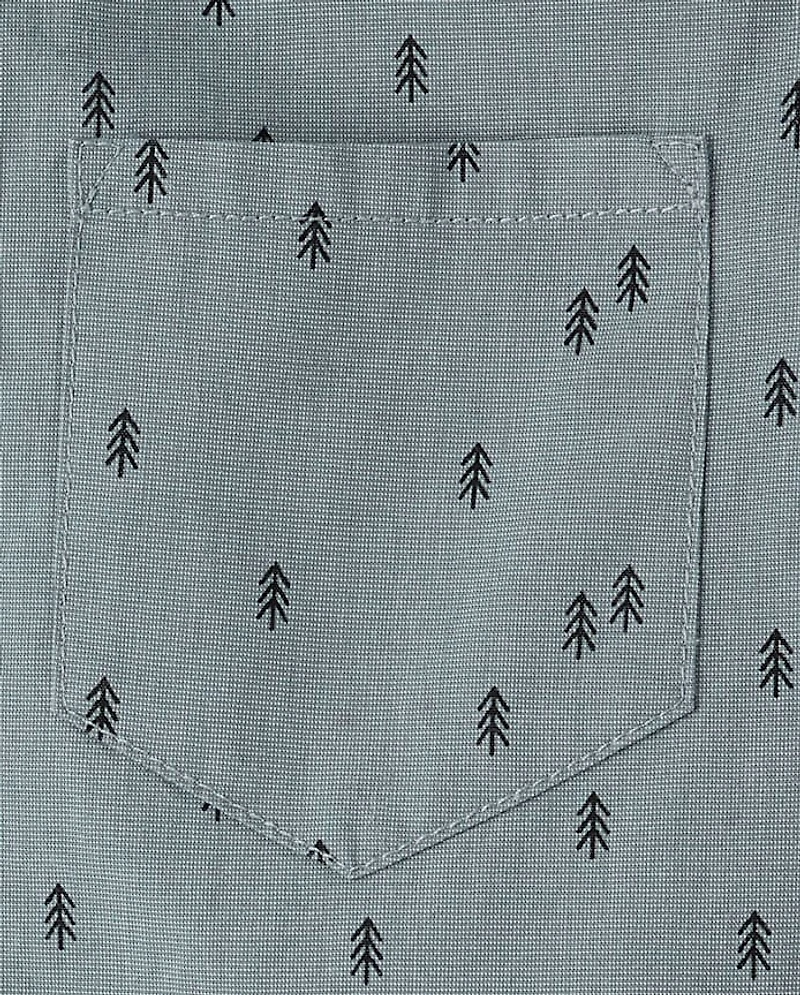 Boys Print Poplin Button Up Shirt