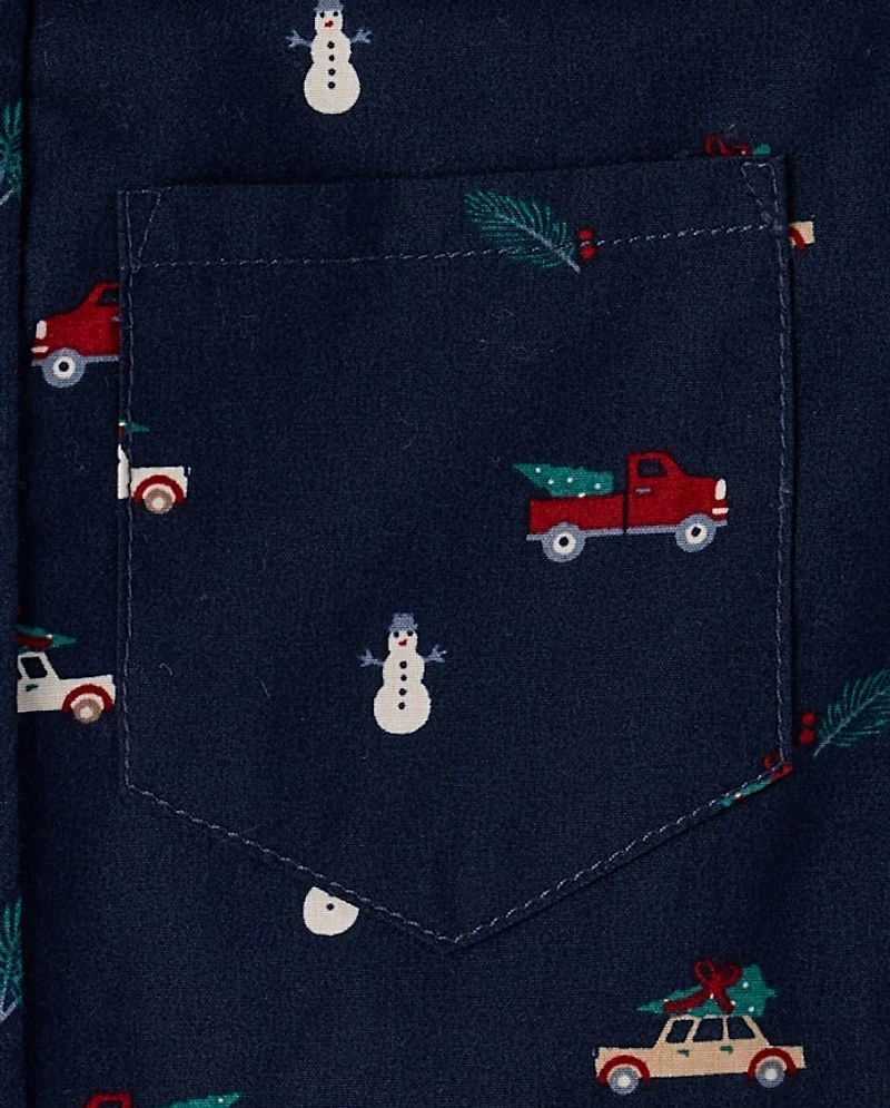 Chemise boutonnée en popeline imprimée pour garçon