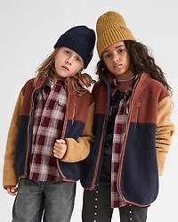 Boys Colorblock Sherpa Zip Up Jacket