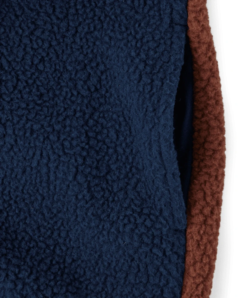 Kids Colorblock Sherpa Zip Up Jacket