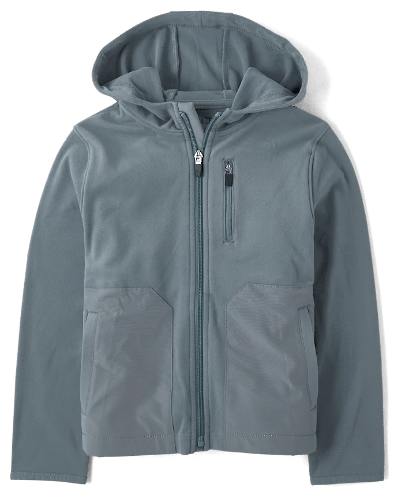 Boys Stretch Cozy Microfleece Zip Up Hoodie