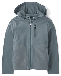 Boys Stretch Cozy Microfleece Zip Up Hoodie