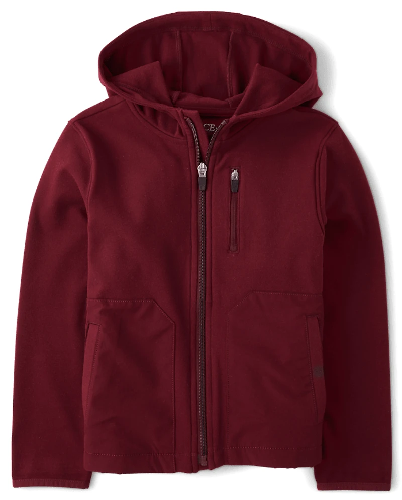 Boys Stretch Cozy Microfleece Zip Up Hoodie