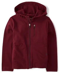 Boys Stretch Cozy Microfleece Zip Up Hoodie