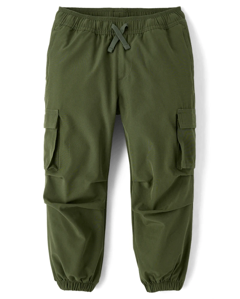 Boys Quick Dry Lined Parachute Cargo Jogger Pants