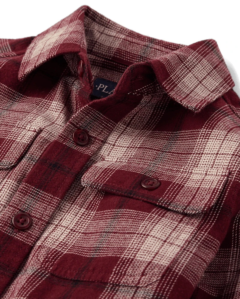 Kids Plaid Flannel Button Up Shirt