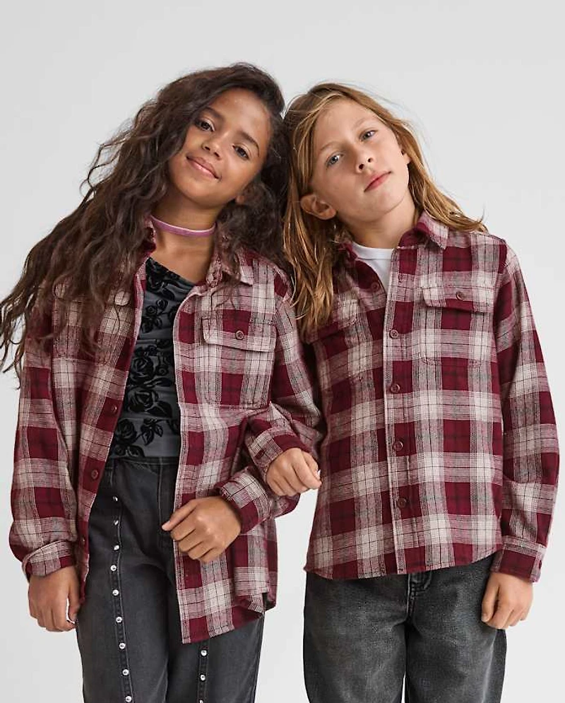 Boys Plaid Flannel Button Up Shirt