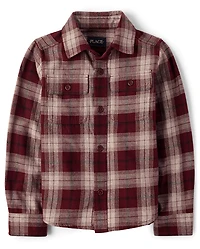 Boys Plaid Flannel Button Up Shirt