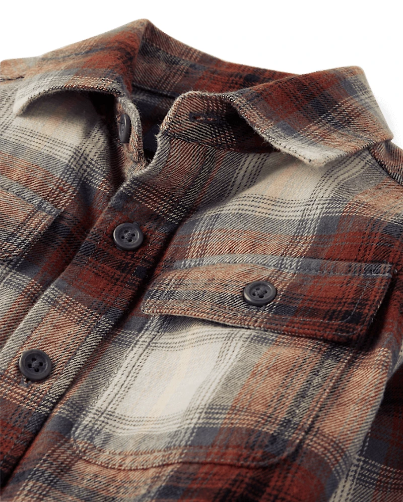 Kids Plaid Flannel Button Up Shirt