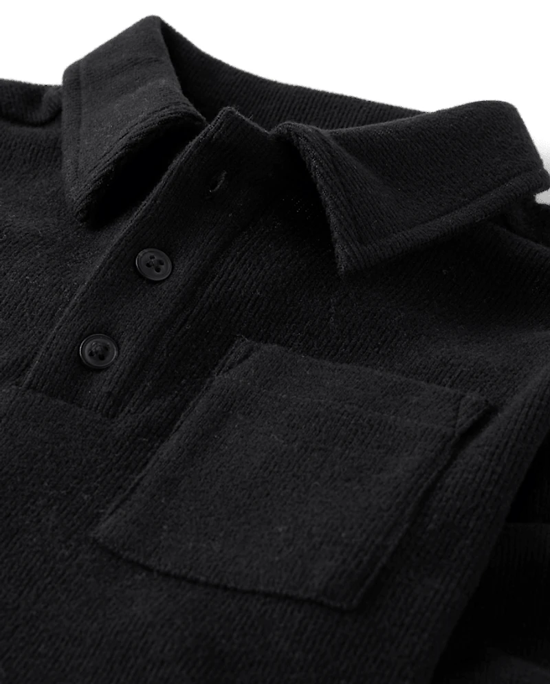 Boys Plush Rib Polo