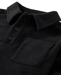 Boys Plush Rib Polo