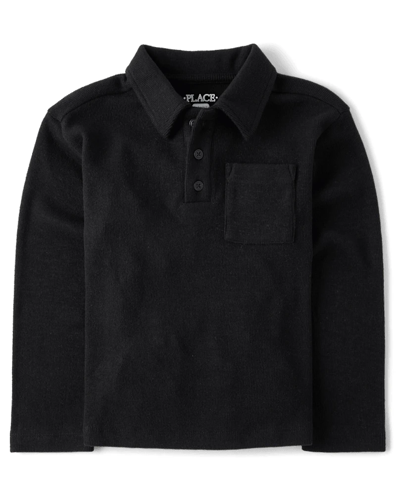 Boys Plush Rib Polo