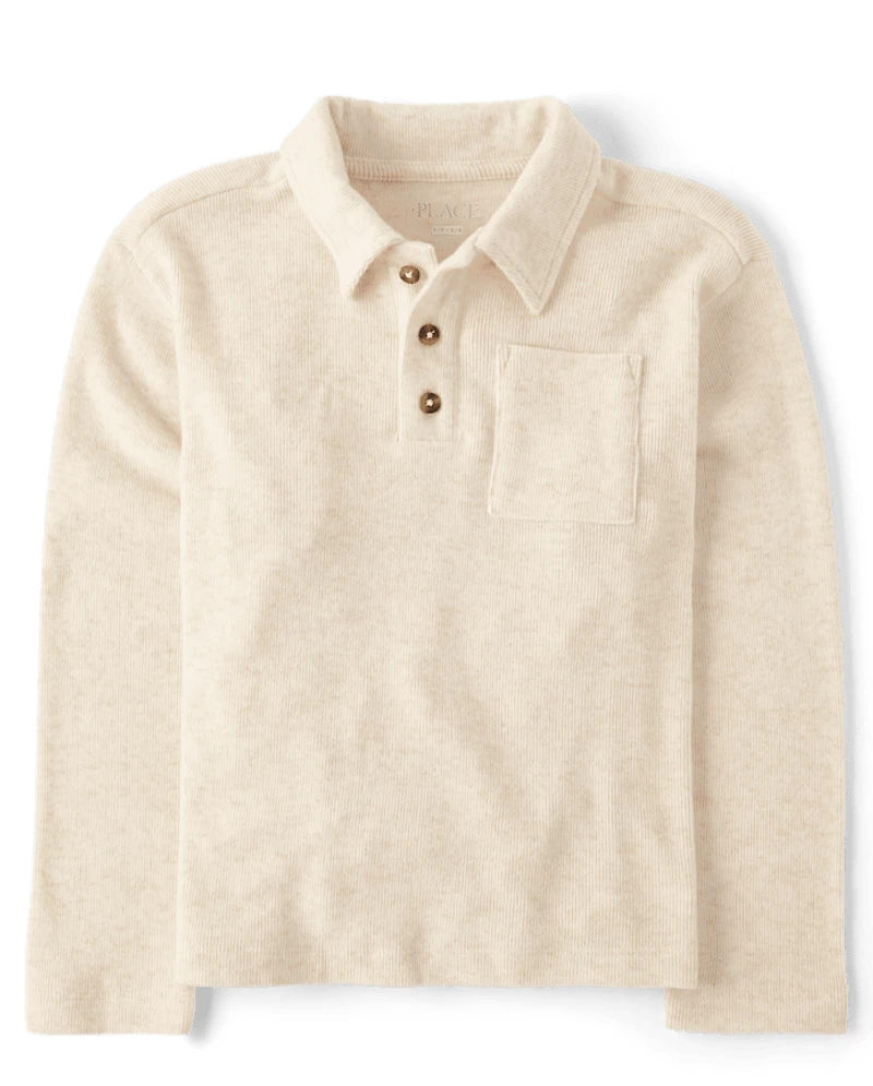 Boys Plush Rib Polo