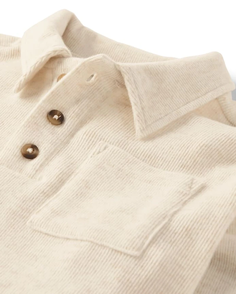Boys Plush Rib Polo