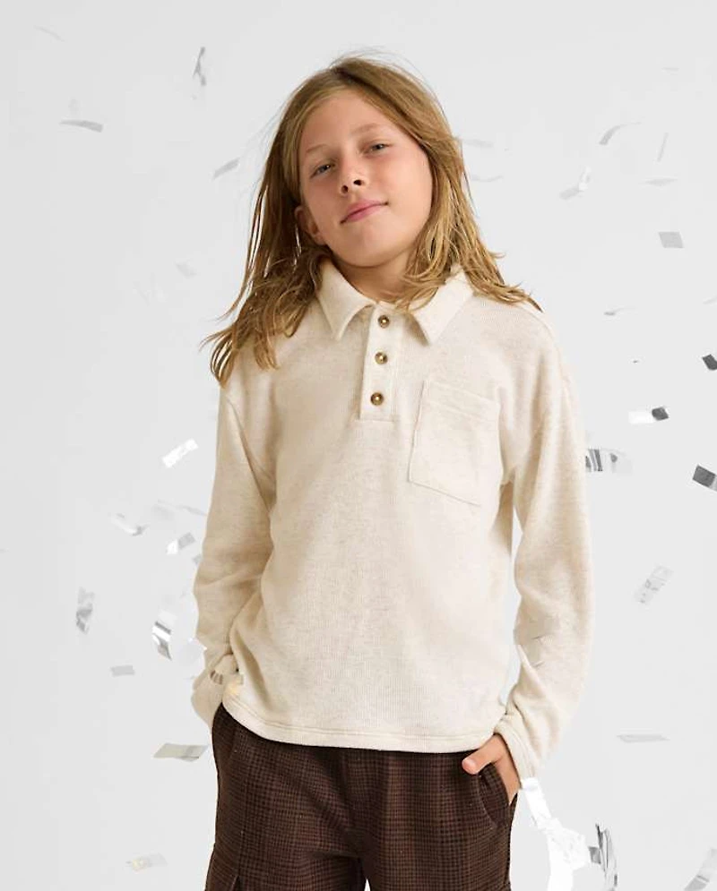 Boys Plush Rib Polo