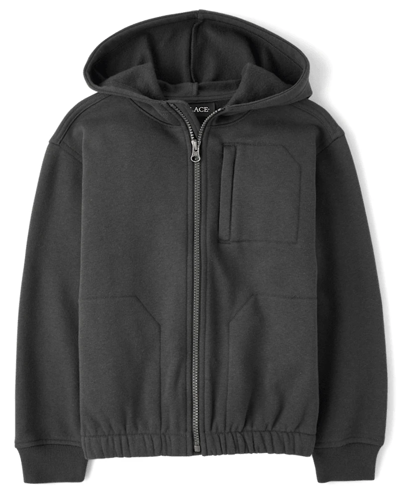 Kids Premium Fleece Utility Zip Up Hoodie