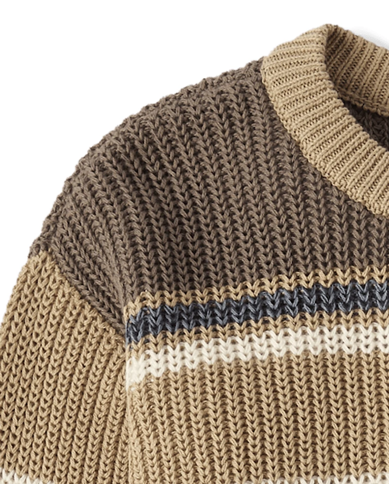 Boys Striped Chunky Sweater