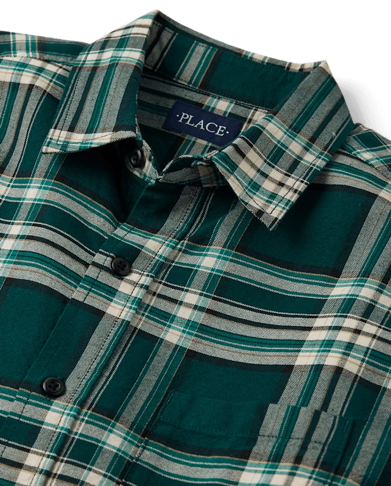 Mens Matching Family Plaid Oxford Button Up Shirt