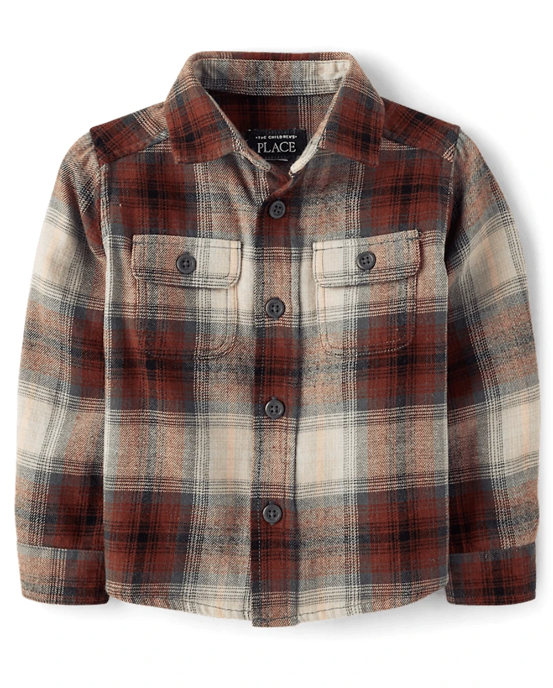 Baby And Toddler Boys Plaid Flannel Button Up Shirt