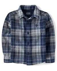 Baby And Toddler Boys Plaid Luxe Cozy Knit Button Up Shirt