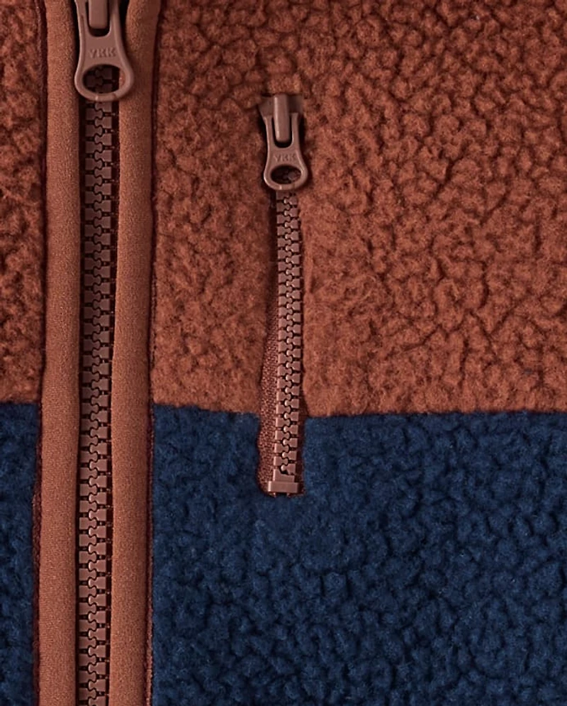 Baby And Toddler Colorblock Sherpa Zip Up Jacket