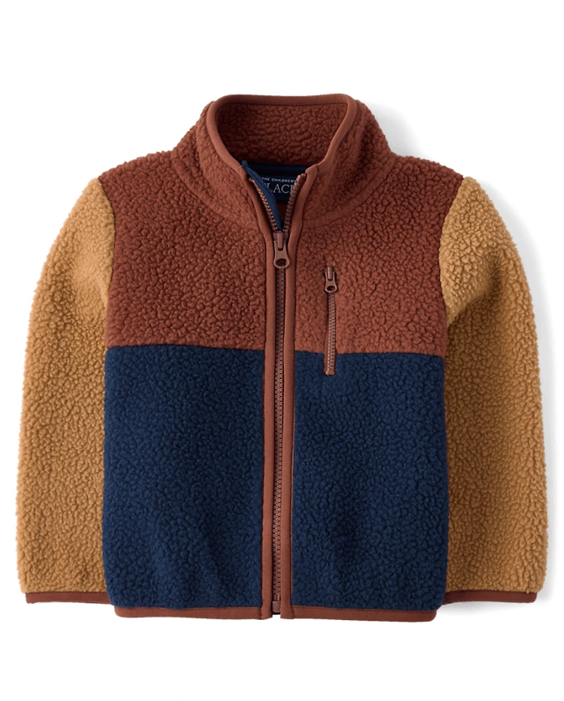 Baby And Toddler Colorblock Sherpa Zip Up Jacket
