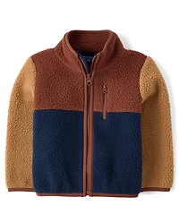 Baby And Toddler Colorblock Sherpa Zip Up Jacket