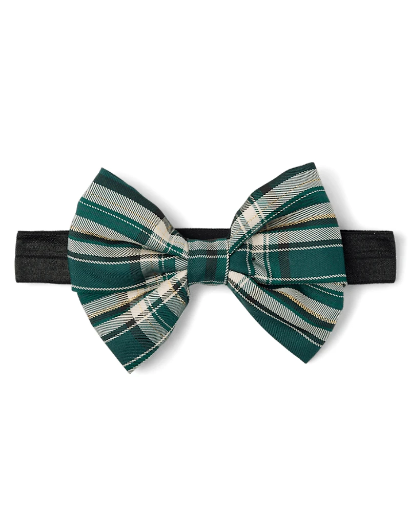 Baby And Toddler Girls Plaid Satin Bow Headwrap