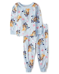 Baby And Toddler Girls Bluey™ Hearts Fleece Pajamas